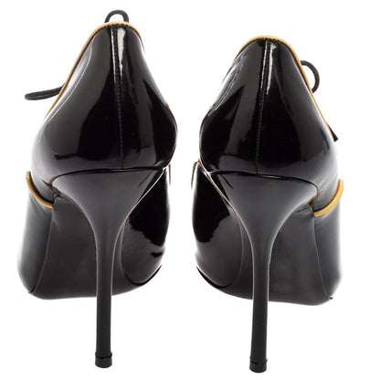 Black Patent Leather Peep Toe Stiletto Heel Lace Up Ankle Boots