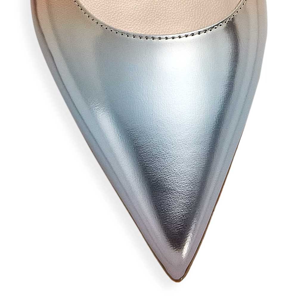 Lightweight Silver & Gold Pointed Toe Slingback Casual Flats