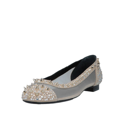 Natural Color Vegan Suede Mesh Rivets Comfortable Flats