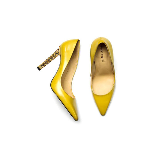 Women's Pointed Toe Gold Chain Sculptural Heel Office Pumps Shoes