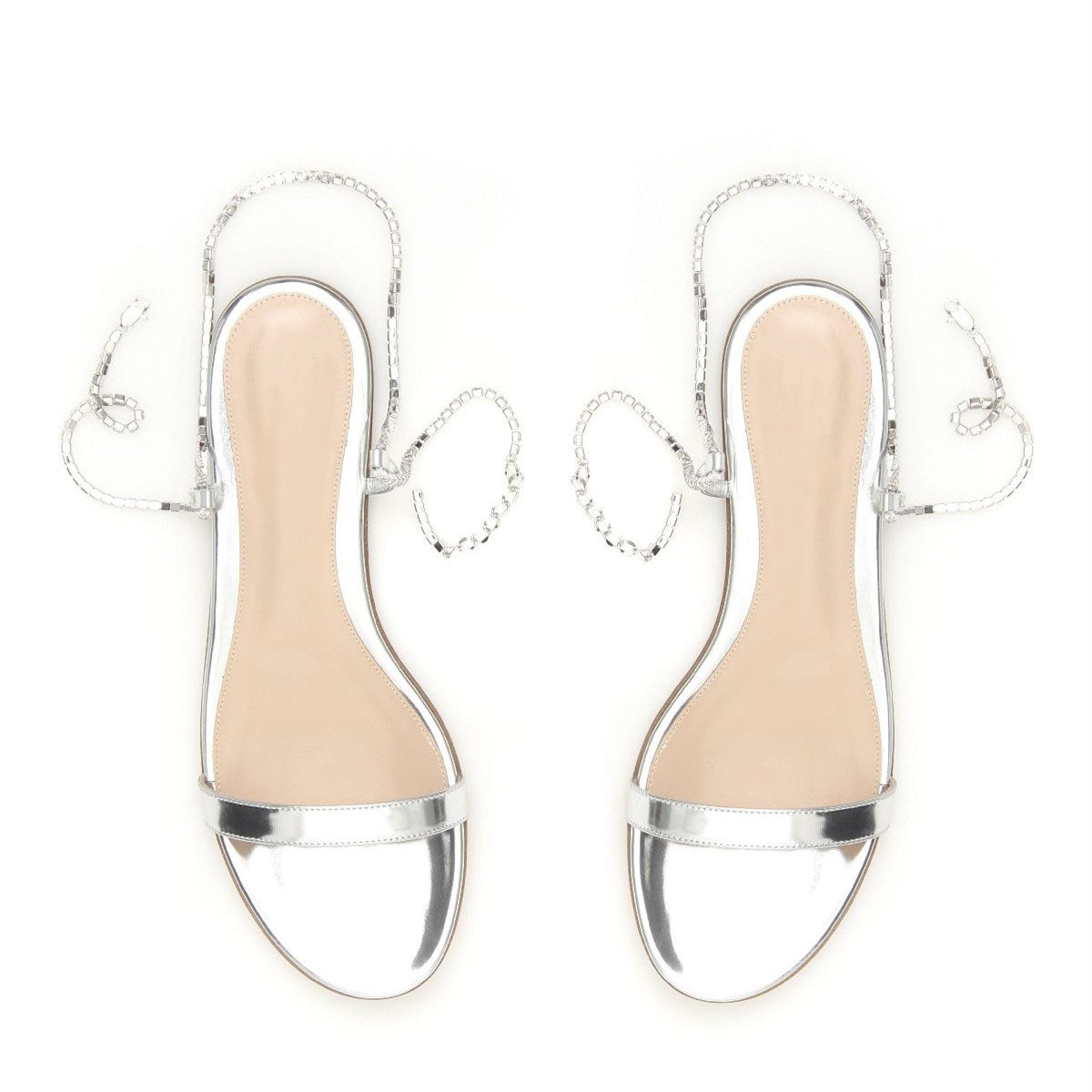 Silver Rhinestone Flats Sandals