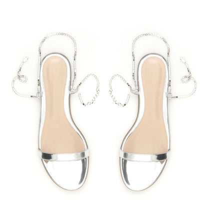 Silver Rhinestone Flats Sandals
