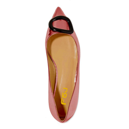 Metallic Pink Pointy Toe Flats Comfortable Casual Shoes