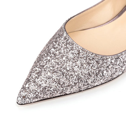 Silver Glitter Trendy Shoes Slip On Pointed Toe Flats for Women