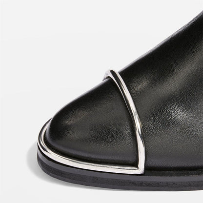 Black Metal Embellished Women's Closed Toe Low Heel Ankle Boots