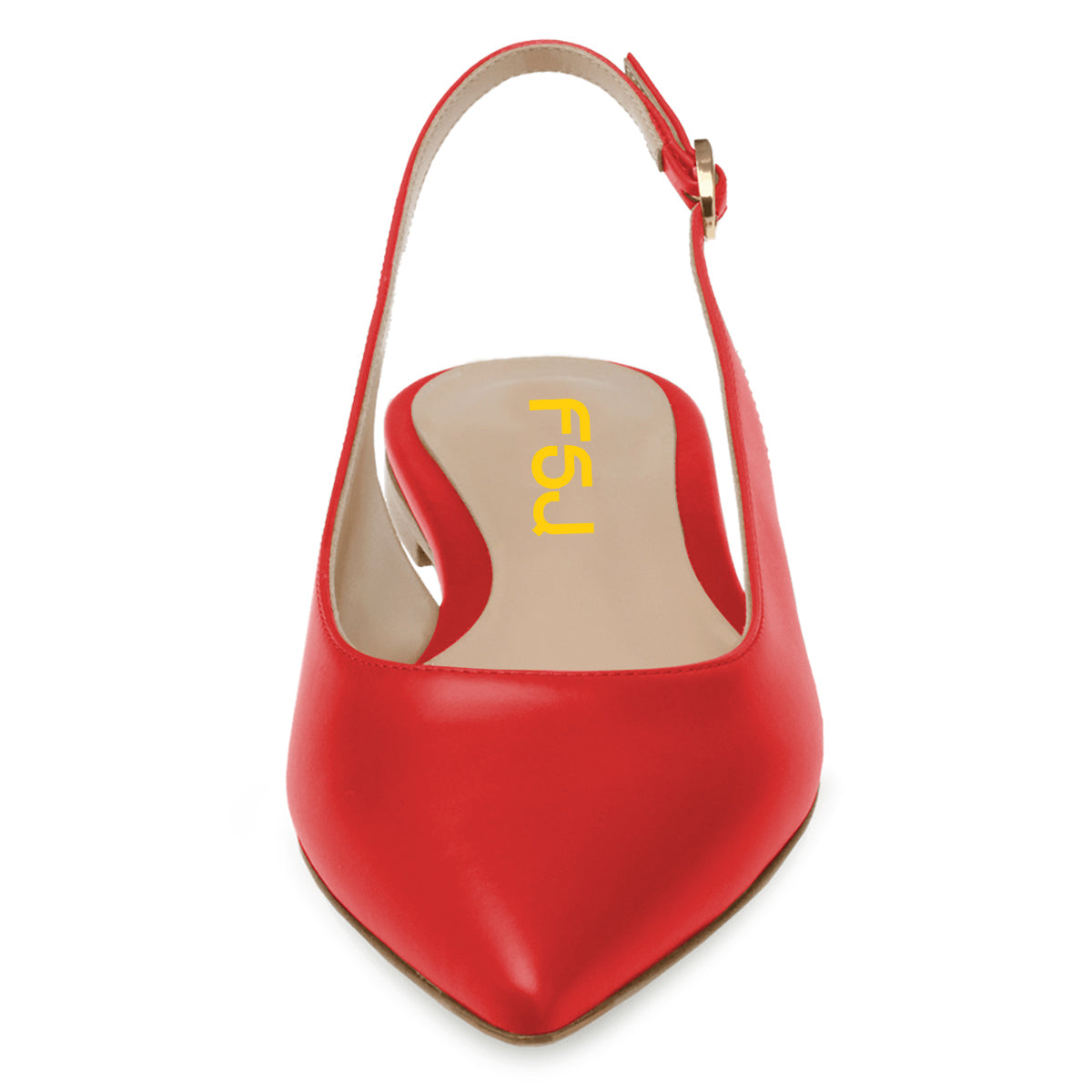 Stylish Red Pointed Toe Women's Dress Flats with Buckled Slingback