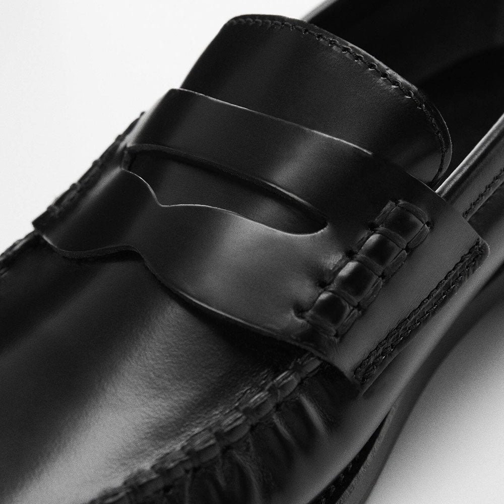 Black Vegan Leather Round Toe Flat Slip-On Formal Loafers