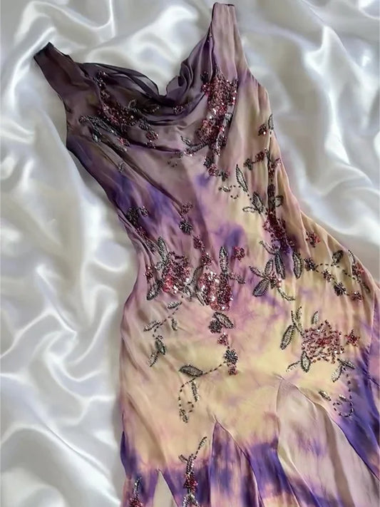 Vintage Embroidery Chiffon Beaded Ruffled Homecoming Dress Party Dress Cocktail Dress TP4680