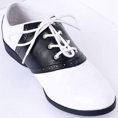 Black and White Women's Oxfords Lace-Up Flats Vintage Shoes