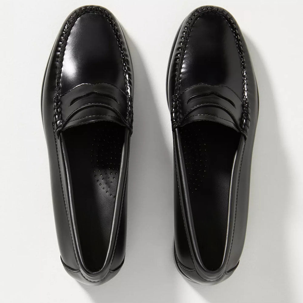 Black Vegan Leather Round Toe Flat Slip-On Formal Loafers