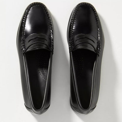 Black Vegan Leather Round Toe Flat Slip-On Formal Loafers