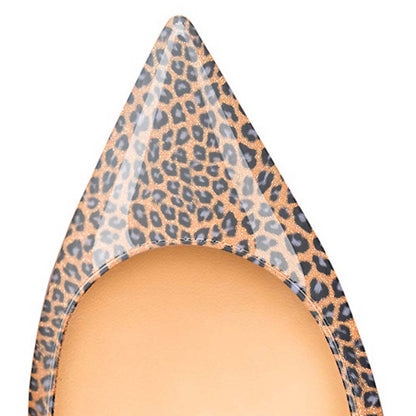 Women's Orange Kitten Heel Leopard Print Pumps Heels