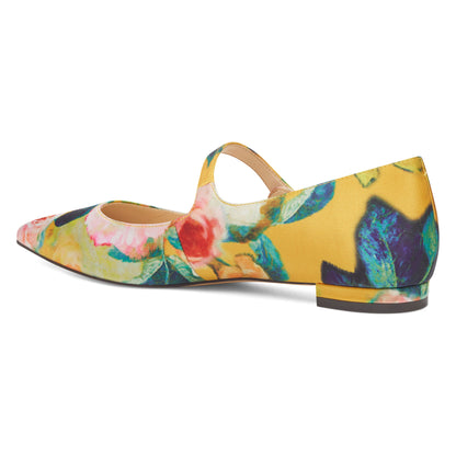 Women's Multicolor Floral Print Mary Jane Shoes Pointed Toe Flats