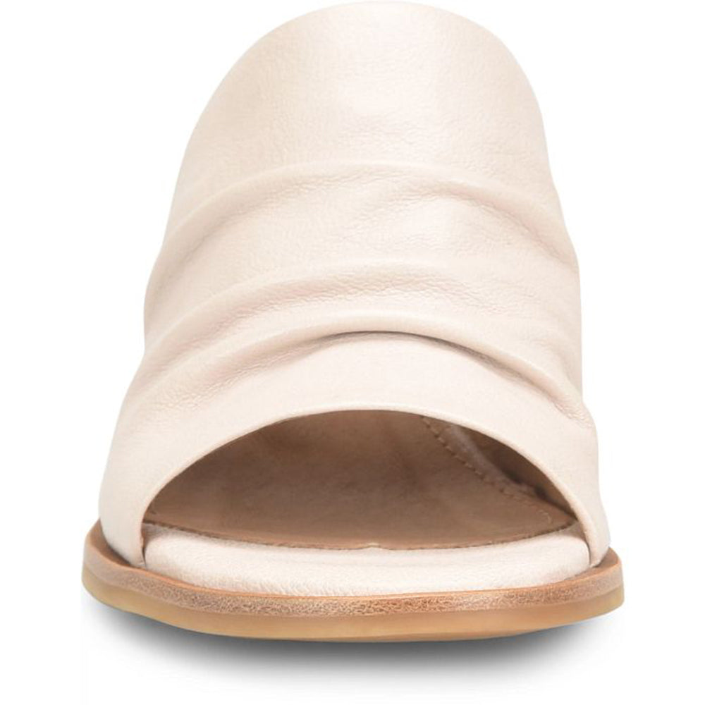 White Open Toe Decorative Heel Wide Band Mules