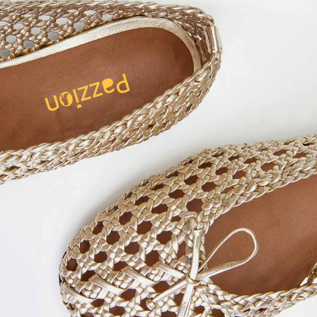 Elegant Gold Square Toe Hollow-Out Bow Braided Women's Dress Flats