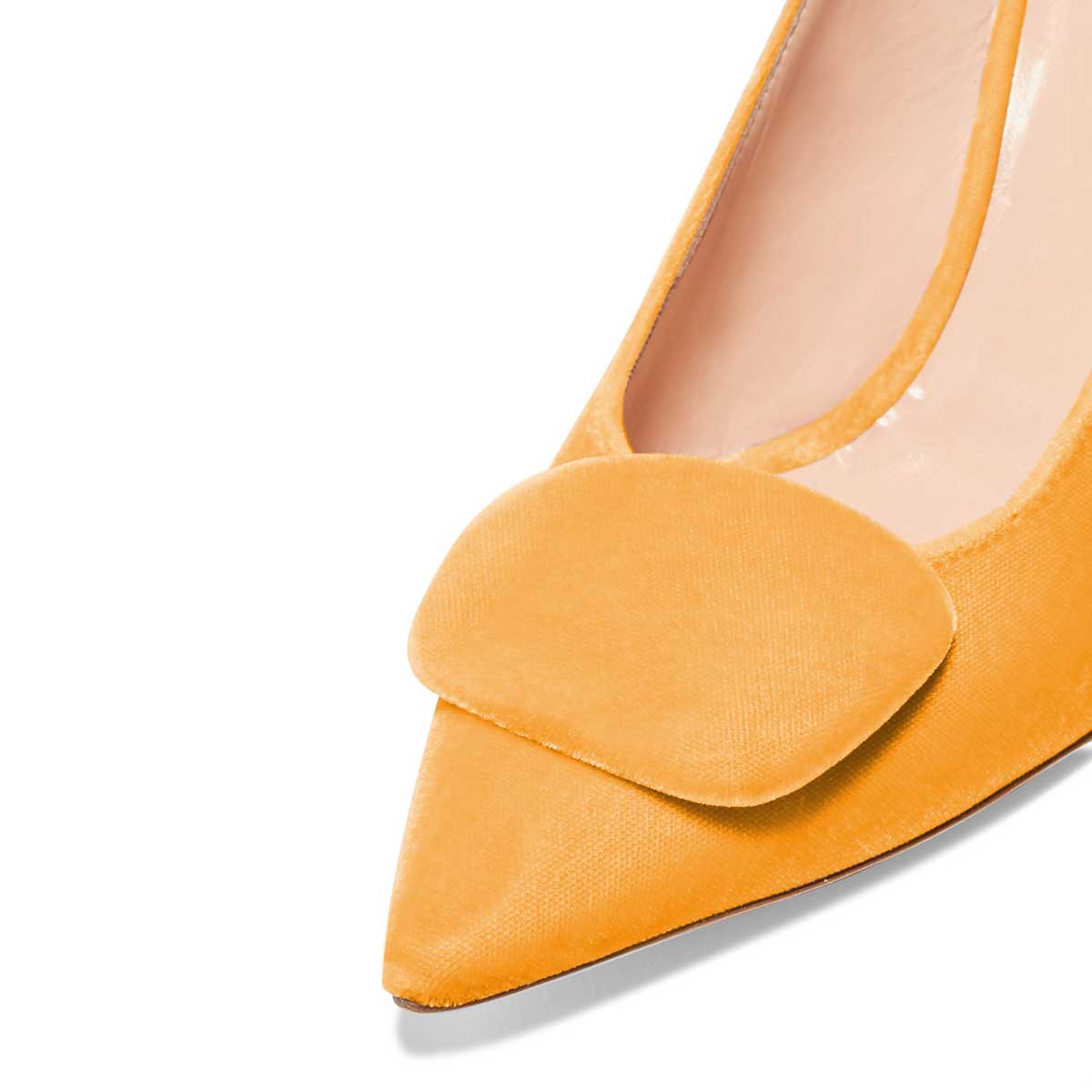 Women's Orange Velvet Pointed Toe Stiletto Heel Mules Shoes