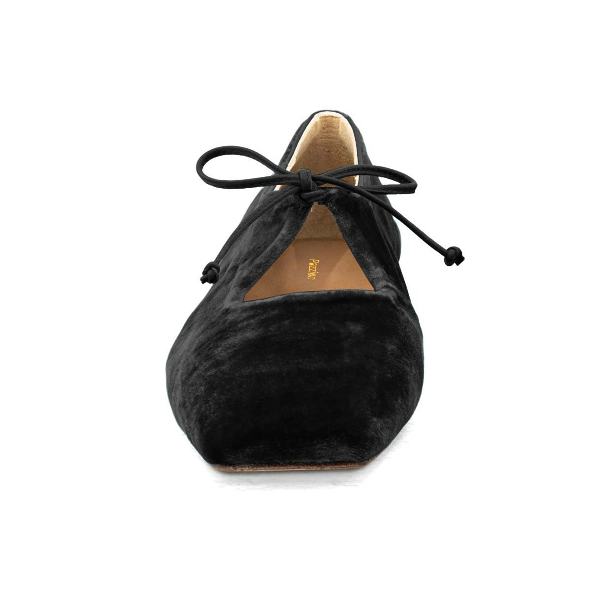 Retro Black Velvet Square Toe Lace Up Women's Dress Flats