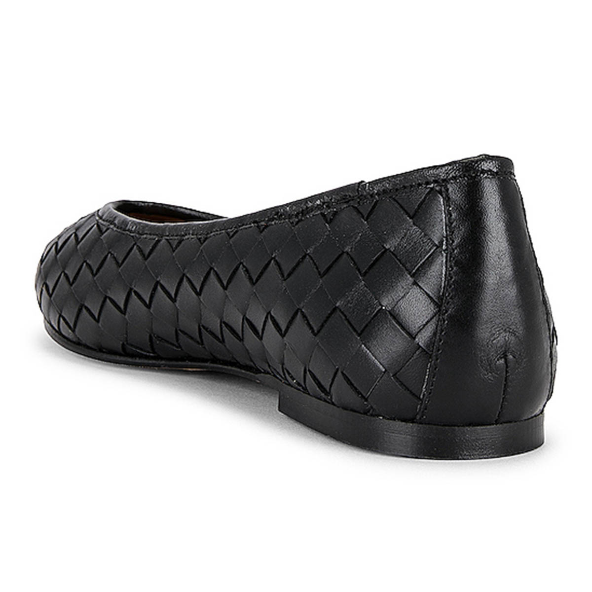 Elegant Black Vegan Leather Woven Pointed Toe Flat Shoes for Women