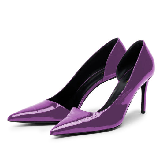 Women's Purple Pointed Toe Stiletto Heel Slip-On Pumps Shoes