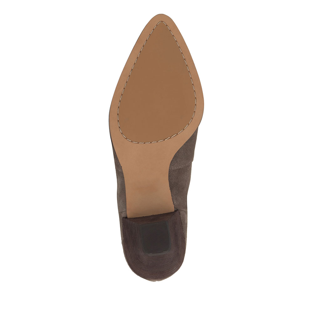 Gray Faux Suede Pointed Toe Chunky Heel Wide Calf Knee High Boots