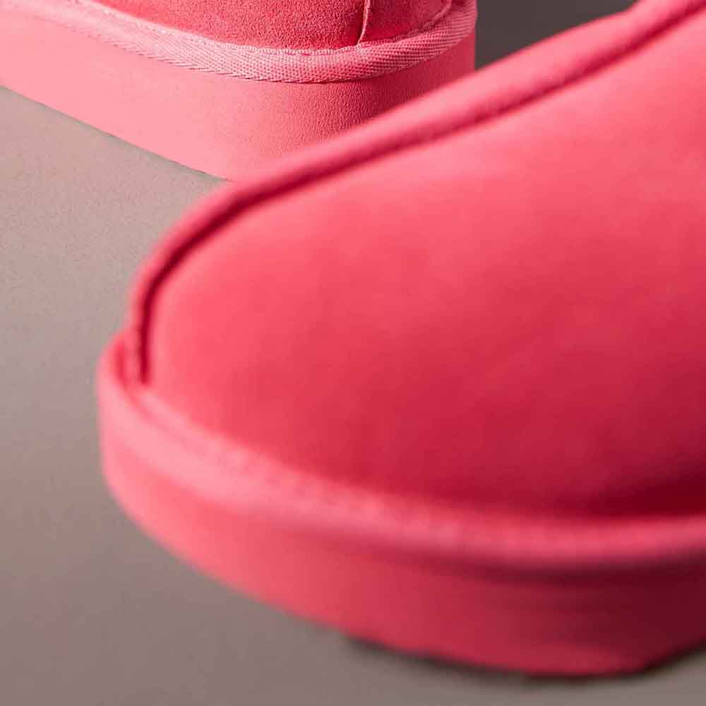 Women's Lovely Round Toe Fur Lining Flat Winter Slippers in Pink