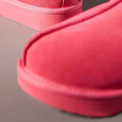 Women's Lovely Round Toe Fur Lining Flat Winter Slippers in Pink