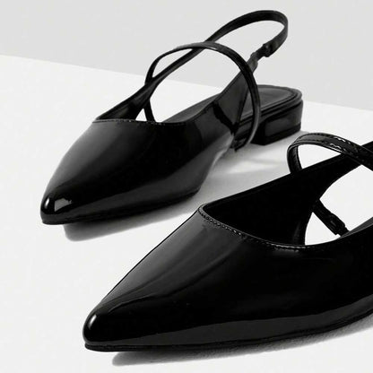 Stylish Black Pointy Toe Women's Dress Flats with Slingback Strap