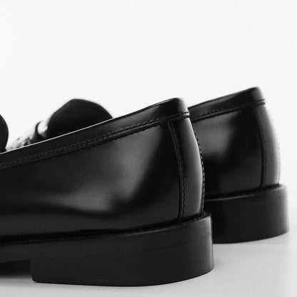 Black Vegan Leather Round Toe Flat Slip-On Formal Loafers