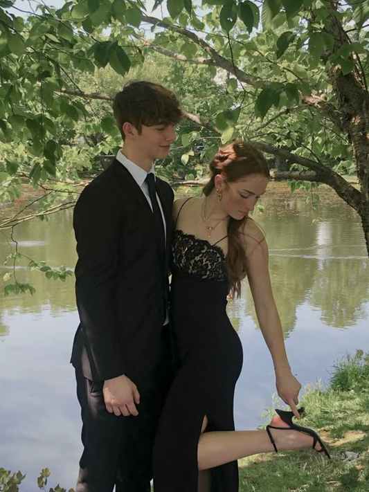 Charming Black Straps Sheath Long Prom Dress Formal Evening Gown