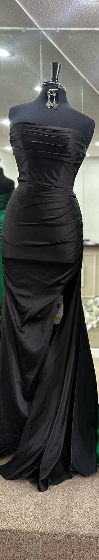 Mermaid Ruched Red Senior Prom Dress With Slit Strapless