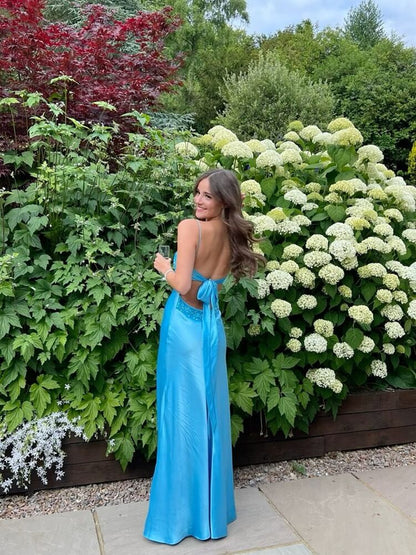 Gorgeous Blue Mermaid Prom Dresses Beaded Long Maxi Gown