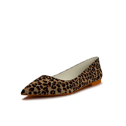 Classic Pointed Toe Slip-On Leopard Flats for Ladies