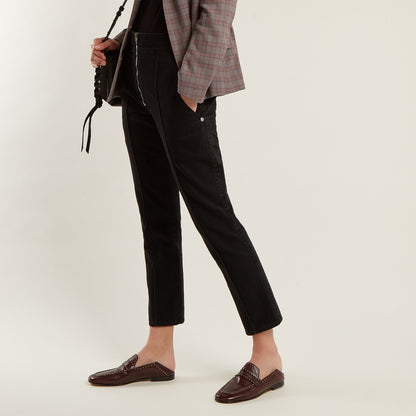 Brown Vintage Studded Flats Penny Loafers Women