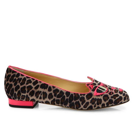 FSJ Fashion Barbie Kitty Pattern Slip On Leopard Flats