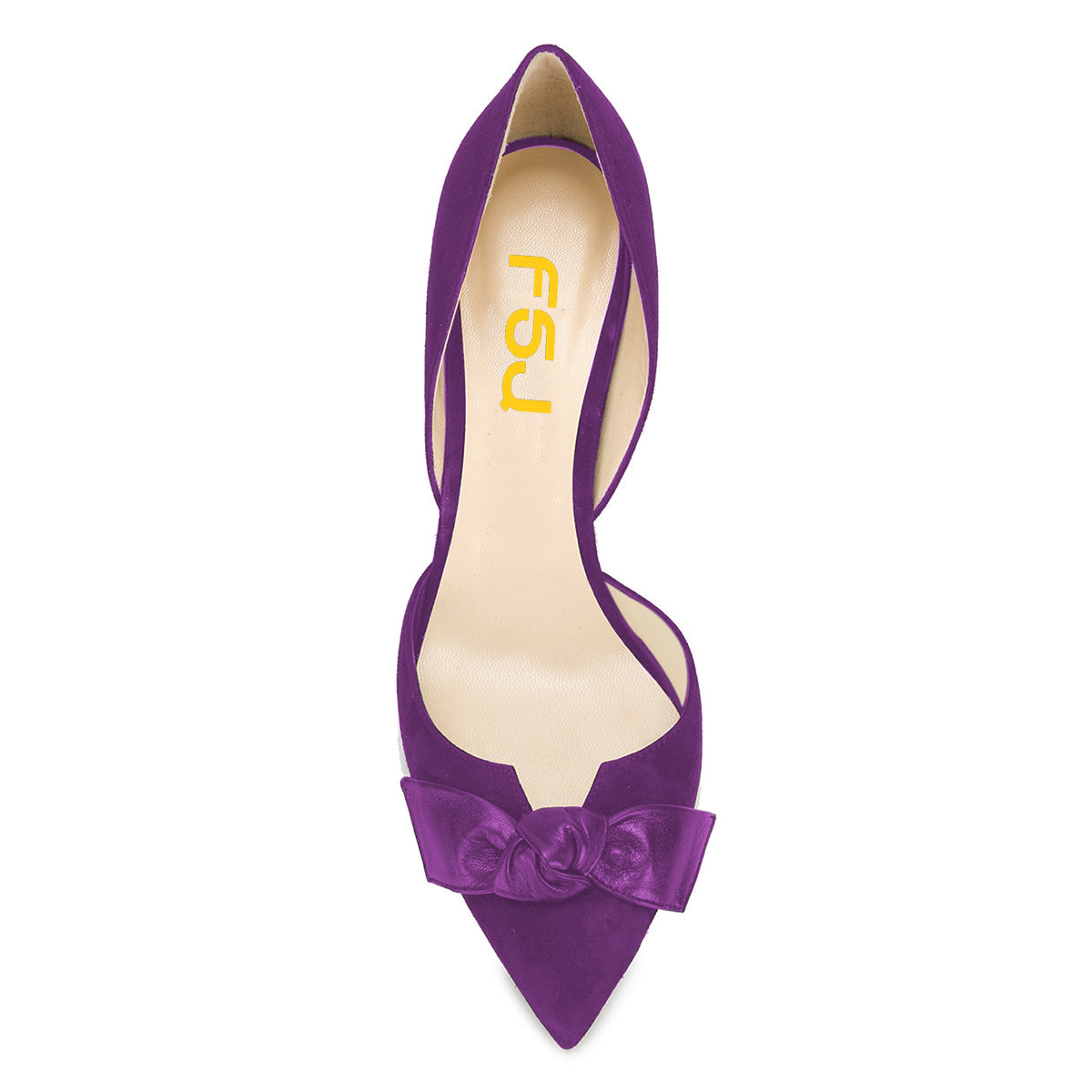 Women's Purple Pointed Toe Stiletto Heels D'Orsay Pumps with Bow
