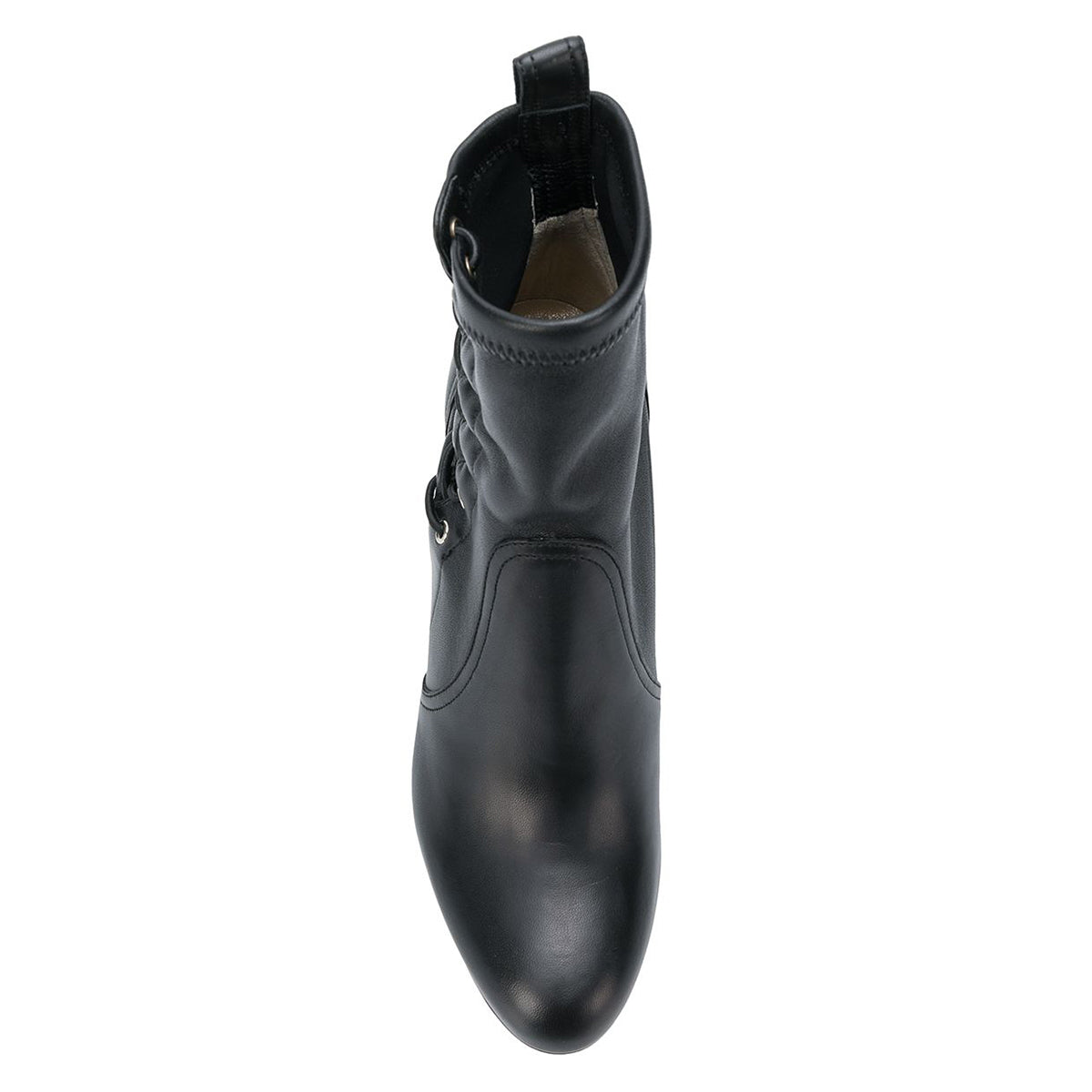 Black Lace Up Chunky Heel Almond Toe Ankle Boots