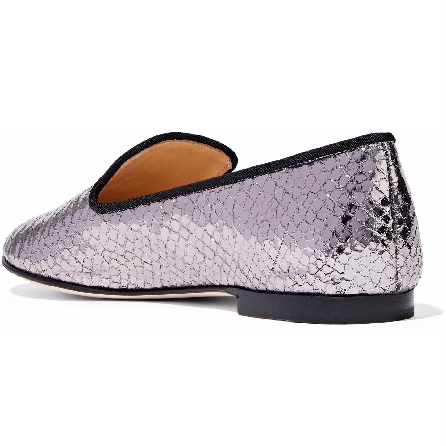 Violet Metallic Finish Python Embossed Flat Women's Loafers
