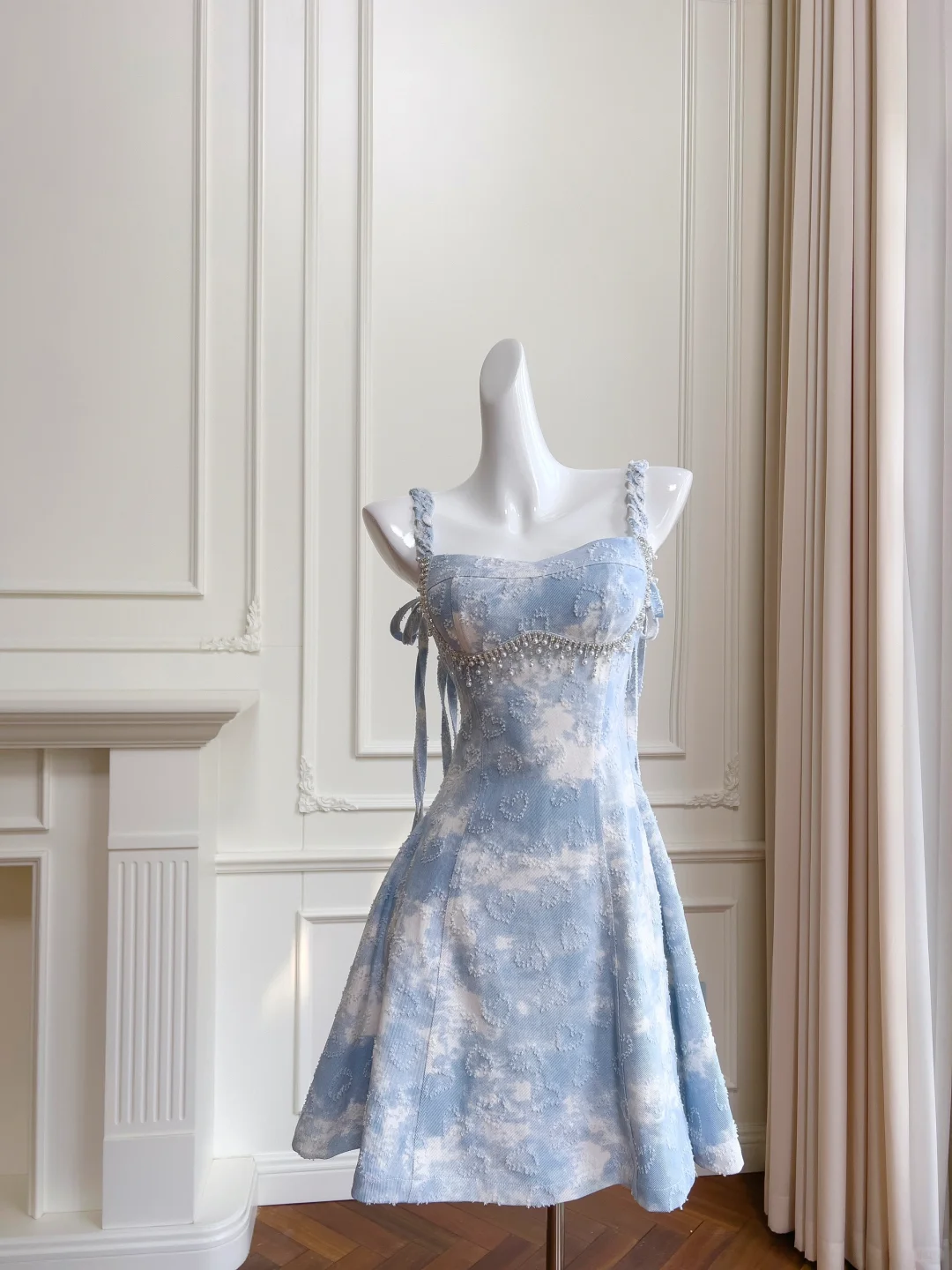 New Simple Blue Applique Spaghetti Strap A-line Short Homecoming Dresses TP3919