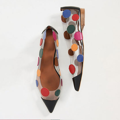Multi Color Transparent Shoes Polka Dots Pointed Toe Flats