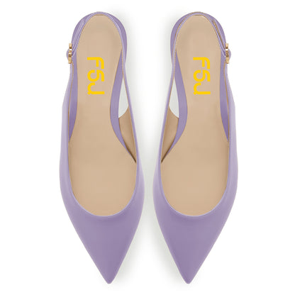 Elegant Lavender Closed Pointed Toe Flats Buckled Slingback Shoes