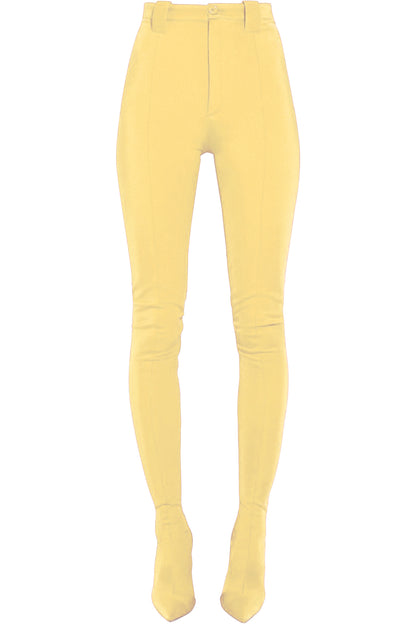 Yellow Fashion Stiletto Heels Pointed Toe Stretch Pant Boots