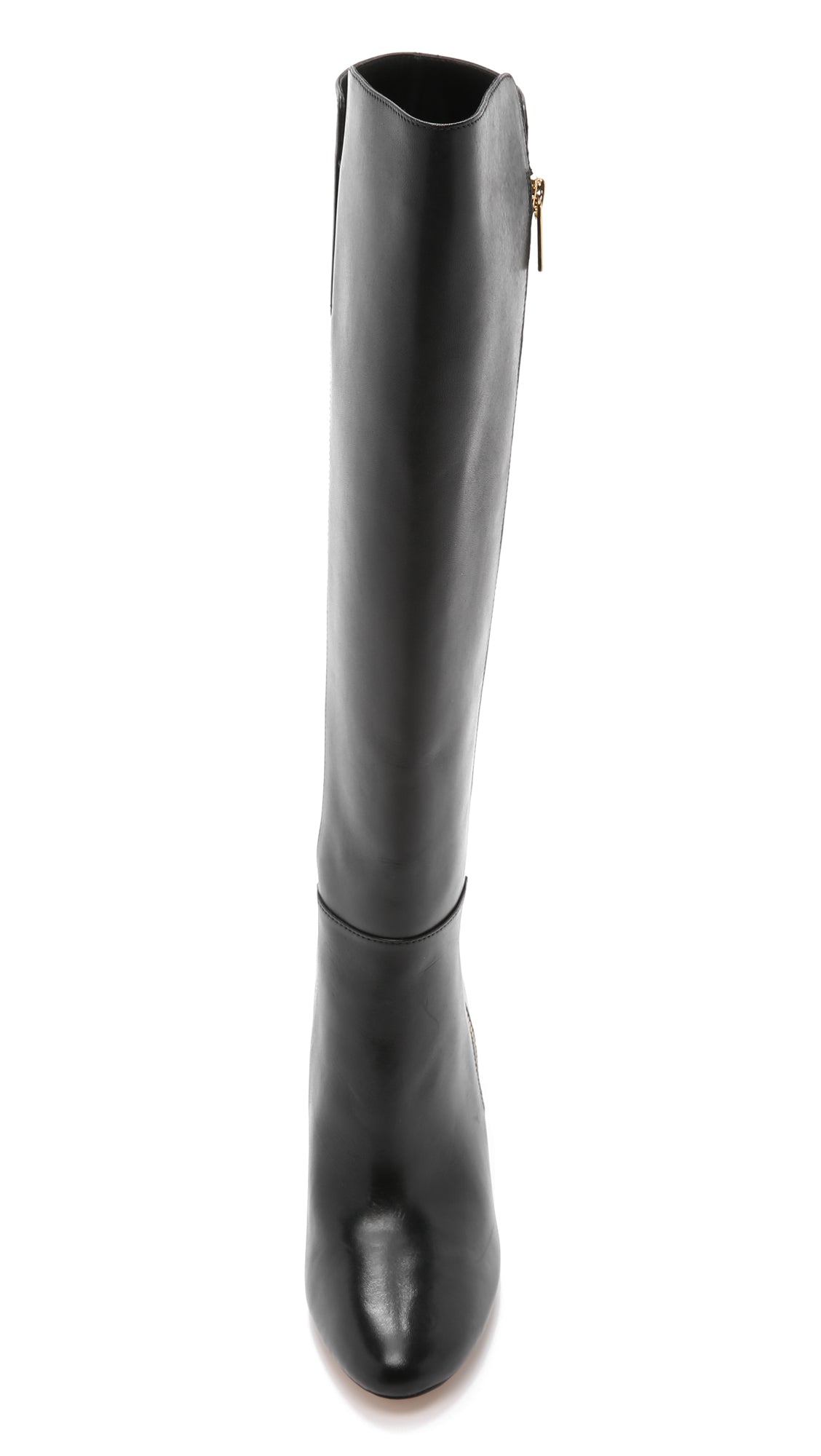 Black Almond Toe Side Zip Stiletto Heel Knee High Boots