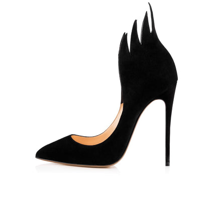 Women's Pointed Toe Black Flame Stiletto Heels Pumps Dress Shoes