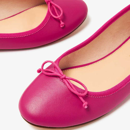 Chic Fuchsia Round Toe Classic Bow Detail Ballet Flats for Women