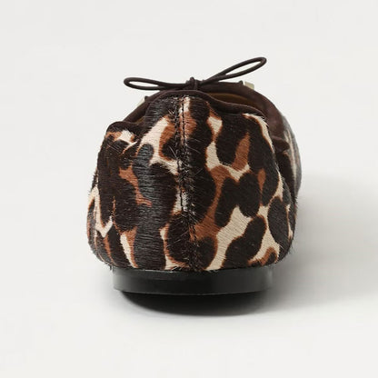 Classic Leopard Print Round Toe Elastic Top Line Bow Ballet Flats