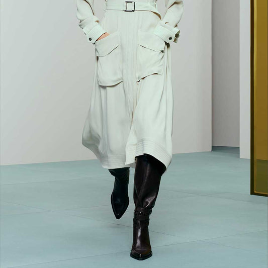 Dark Brown Vegan Leather Pointed Toe 3__ Chunky Heel Knee High Boots