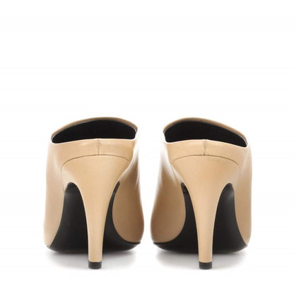 Women's Nude Pointy Toe Stiletto Heels Mules Shoes
