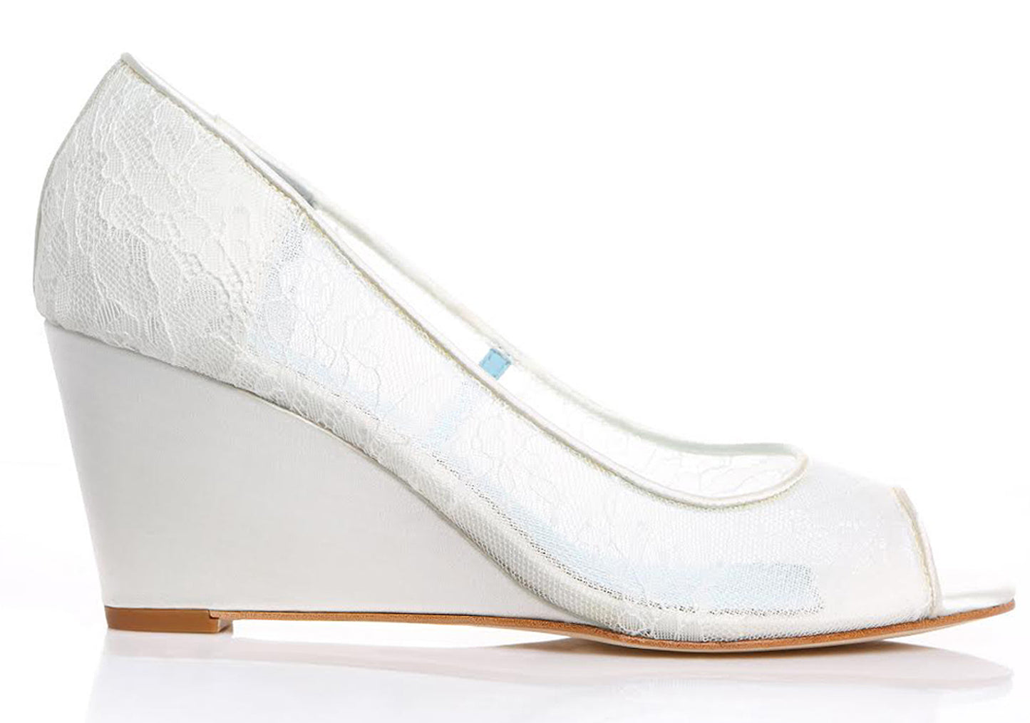 Women's Elegant White Lace Wedding Shoes Peep Toe Wedge Pumps