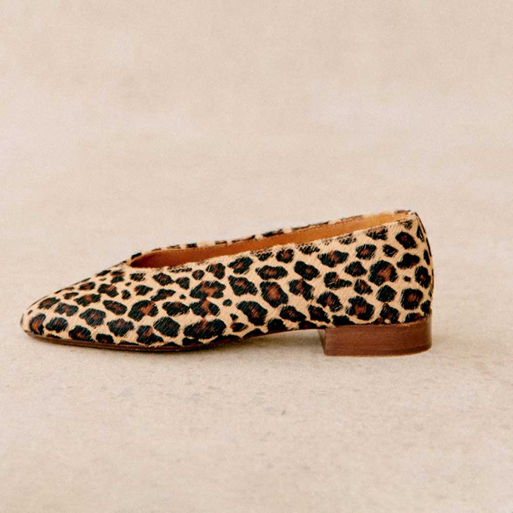 Brown Leopard Pointed Toe Slip-On Ballet Flats for Women