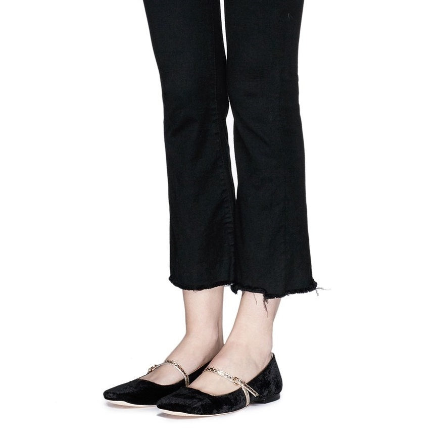 Black Velvet Square Toe Mary Jane Flats